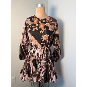 Olivaceous Floral Cotton 20-Gore Mini Dress Tunic - Small